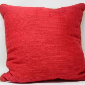 Brentwood Decorative Red Square Pillow with Tan trim